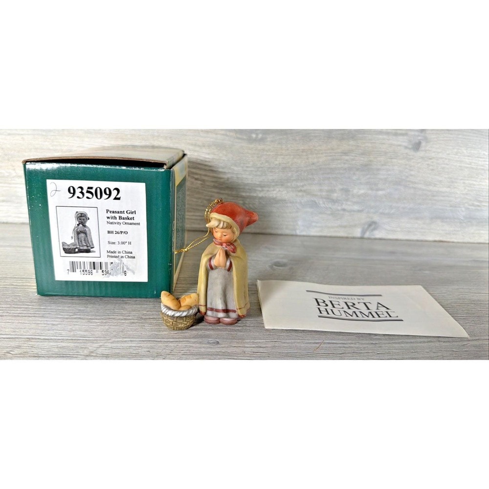 Goebel Berta Peasant Girl W/ Basket ID# 935092 Nativity Ornament 3" H BH 26/P/O